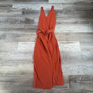 The Jetsetter Diaries Orange Knit Midi Dress Wrap Front Resort Vibe